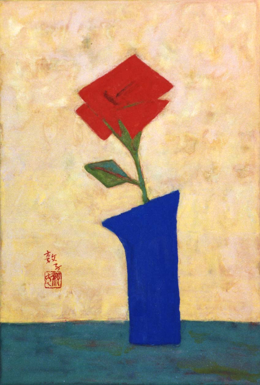 Rose in Vase I 15.8cmWx22.7cmW  (P.C.)